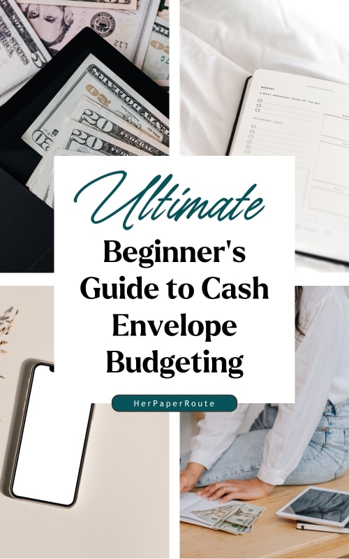 cash and notebook showing how to start the cash envelope method for beginners