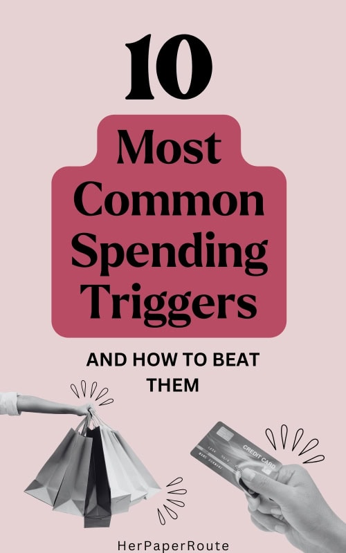 hand holding credit card and shopping bag showing the most common spending triggers