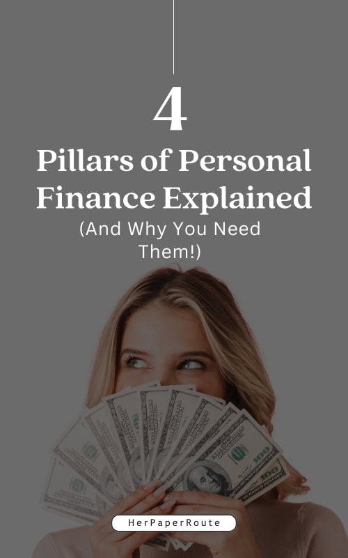 woman with fan of dollar bills thinking about the 4 pillars of personal finance
