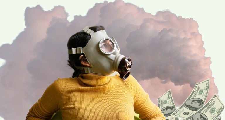 woman wearing gas mask wonders if she has these Toxic Limiting Beliefs About Money