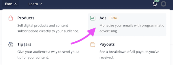 showing how to monetize a newsletter with ads convertkit