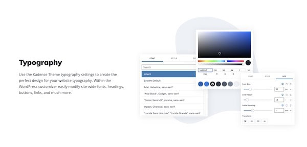 showing how easy to customize kadence theme typography and color settings - kadence theme review