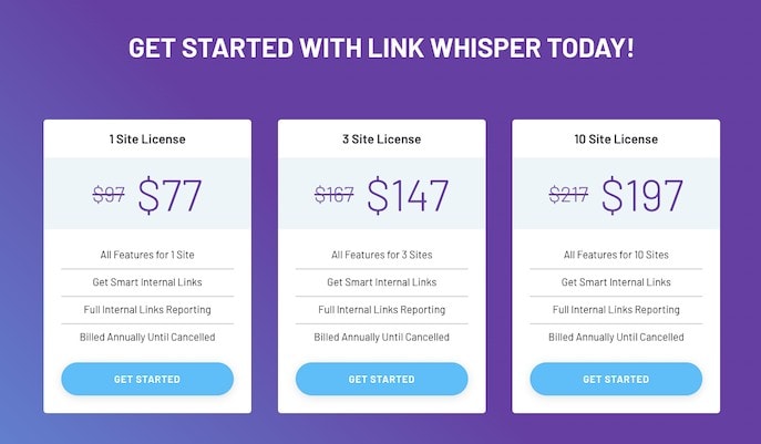 showing linkwhisper pricing explained