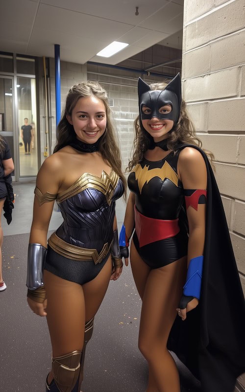 two college students create diy halloween costumes for blog content in october