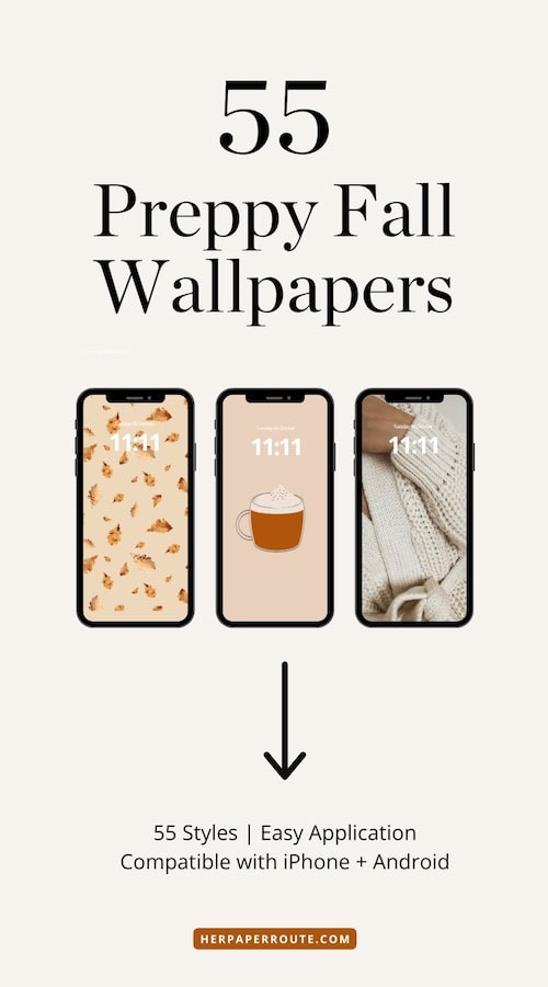 selection of 3 iPhones displaying a collection of Preppy Fall wallpaper backgrounds for your phone