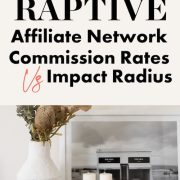 photo of book on desk with the words Raptive affiliate commission rates vs Impact Radius