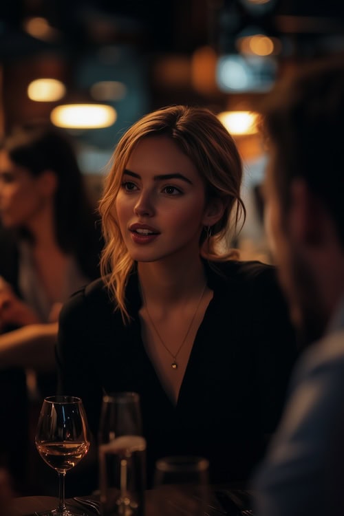 young woman at a social gathering enjoying the event without drinking alcohol which is like a magic pill to improve your life although its an uncomfortable habit for many