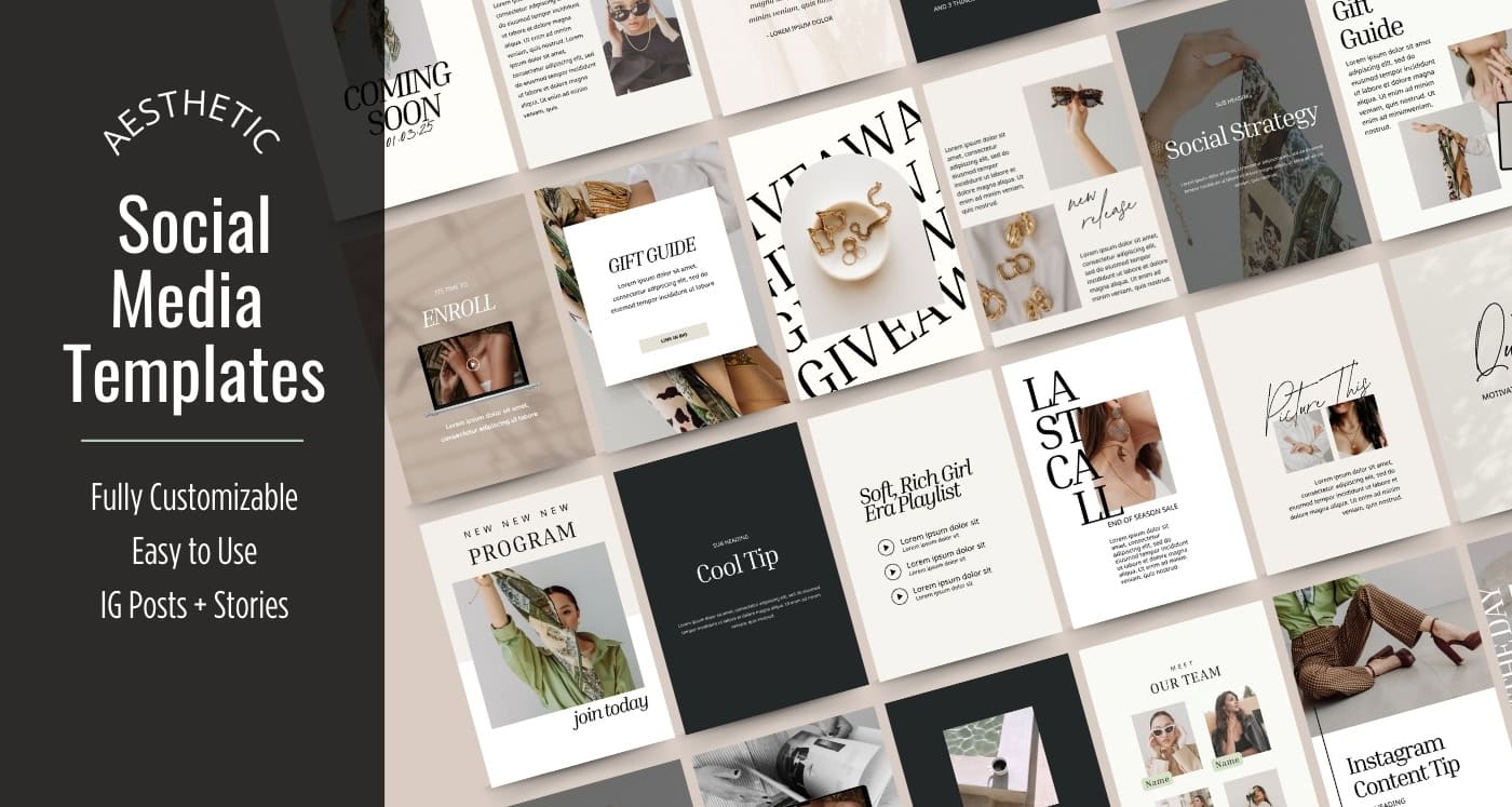 Aspen Oaks aesthetic editorial social media Template collection