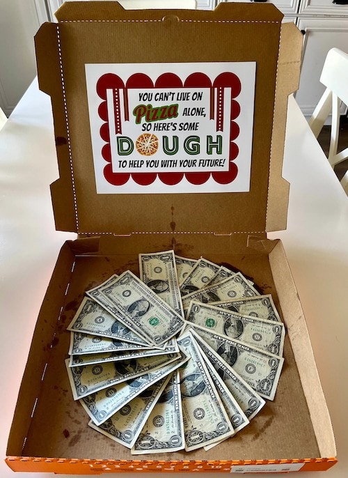 money pizza is a creative example of money gift ideas