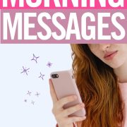 smiling woman looks at phone after texting Funny Good Morning Messages and Greetings