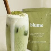 I Tried Blume Superfood Lattes For 365 Days 2 close up of blume superfood latte - matcha coconut latte