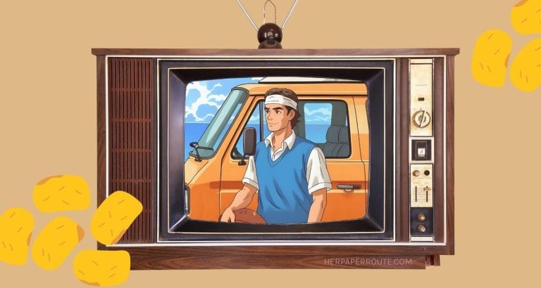 illustration of young man on vintage TV learns to Stop Chasing the Past Glory Days of Your Business Like Uncle Rico