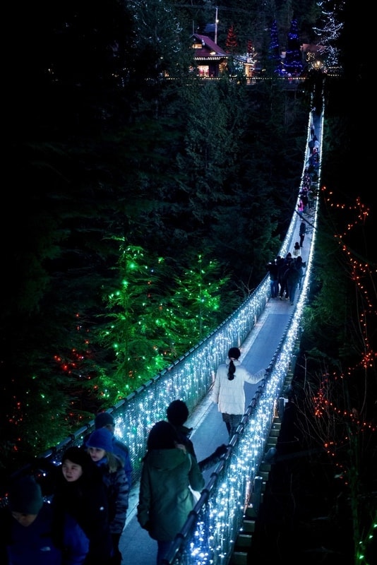 Canada in January: Guide to visiting Canada in winter 14 capilano suspention bridge Canyon-Lights
