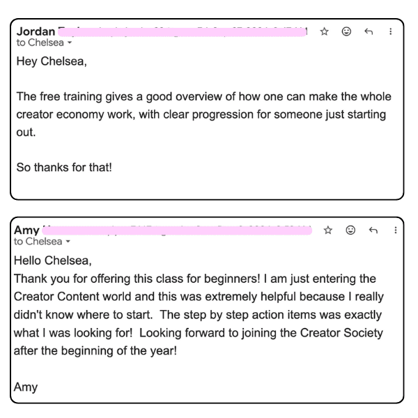 Creator Class Workshop: Become A Content Creator In 100 Days 7 become a monetized creator testimonials